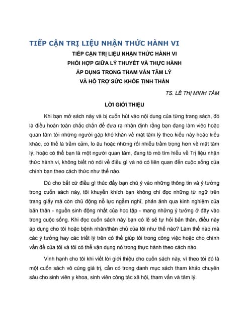 Ảnh bìa Sách tiếp cận trị liệu nhận thức hành vi